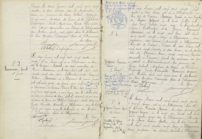 Villapourçon : actes d'état civil.