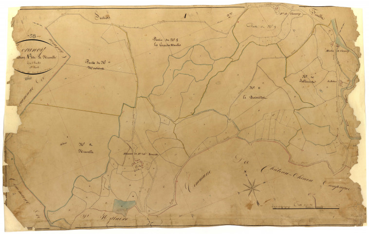 Corancy, cadastre ancien : plan parcellaire de la section A dite de Neuvelle, feuille 3