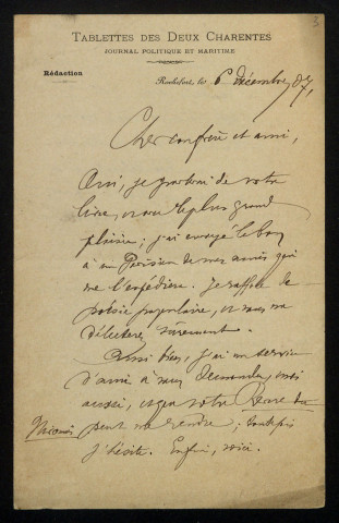 GOURDON (Georges), poète à Rochefort (Charente-Maritime), directeur de La Tablette des Deux Charentes (1852-1915) : 17 lettres, manuscrit.