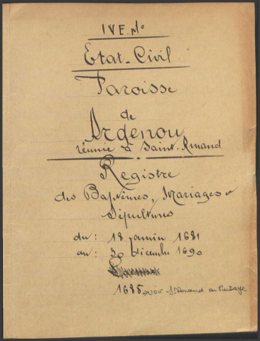 Saint-Amand-en-Puisaye (Argenou) : registres paroissiaux.