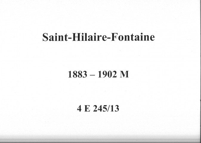 Saint-Hilaire-Fontaine : actes d'état civil (mariages).
