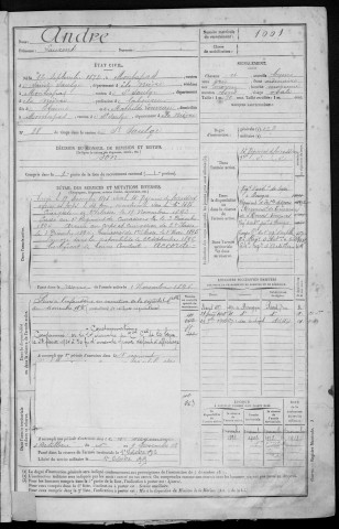Bureau de Nevers, classe 1892 : fiches matricules n° 1001 à 1500