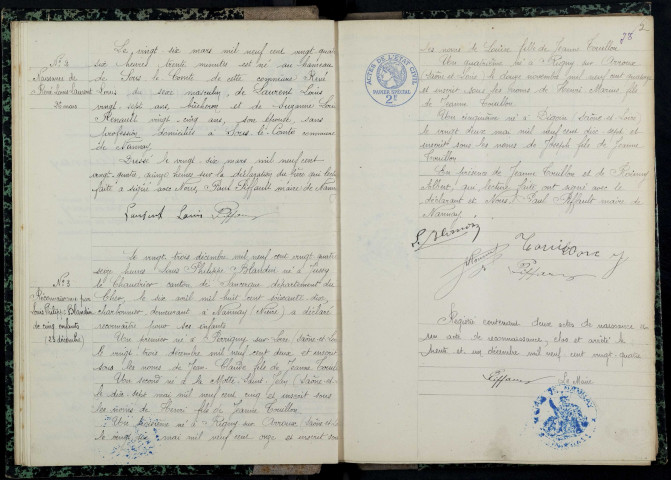 Nannay : actes d'état civil.