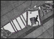 Remblayage de taille, coupe transversale de la costière avec basculement de la benne.