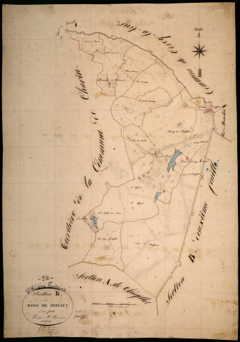 Saint-Hilaire-Fontaine, cadastre ancien : plan parcellaire de la section B dite des Bois de Briffault, feuille 1