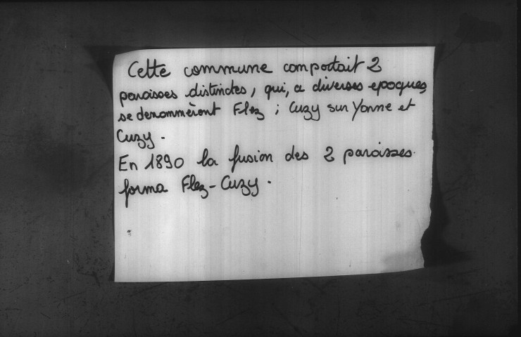 Flez-Cuzy : registres paroissiaux de la collection communale.