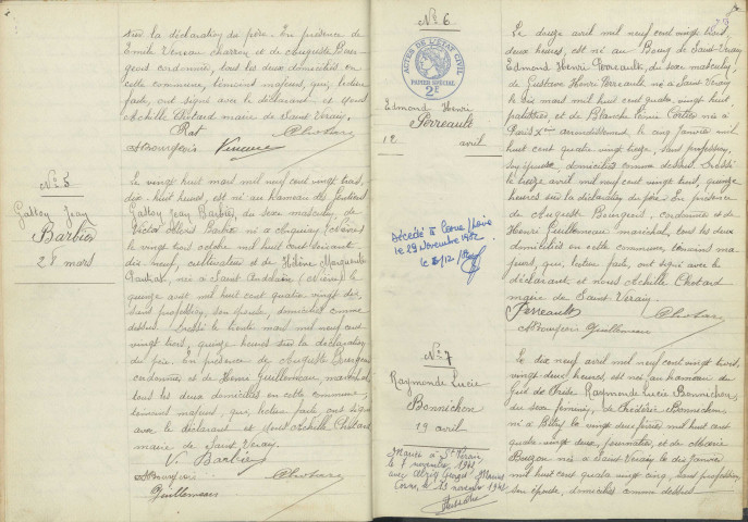 Saint-Vérain : actes d'état civil.