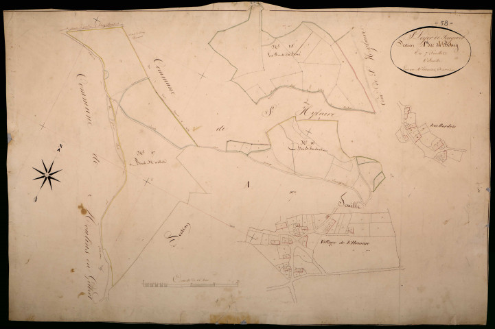 Saint-Léger-de-Fougeret, cadastre ancien : plan parcellaire de la section A dite du Bourg, feuille 6
