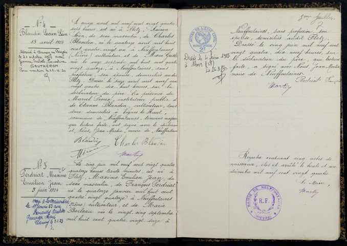 Neuffontaines : actes d'état civil.