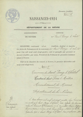 Saint-Parize-le-Châtel : actes d'état civil.