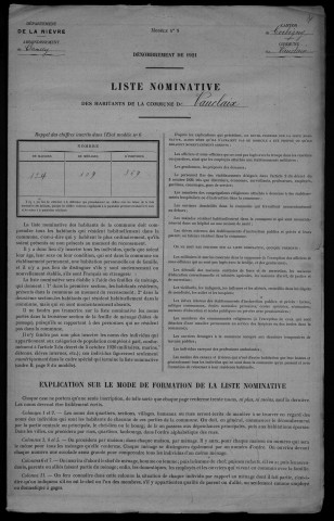 Vauclaix : recensement de 1921