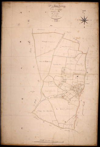 Ville-Langy, cadastre ancien : plan parcellaire de la section A dite de Ville, feuille 2
