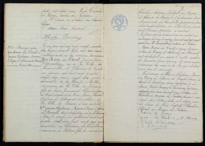 Fertrève : actes d'état civil.