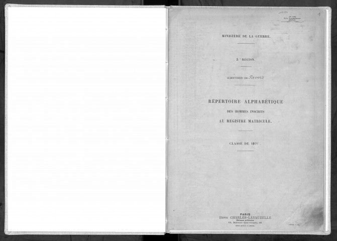 Bureau de Nevers, classe 1891 : répertoire
