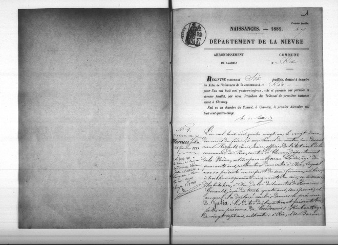 Rix : actes d'état civil.