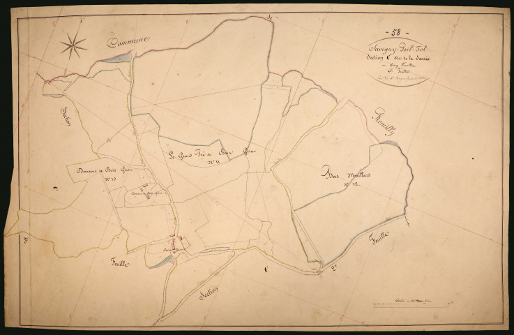 Savigny-Poil-Fol, cadastre ancien : plan parcellaire de la section C dite de la Sarrée, feuille 4