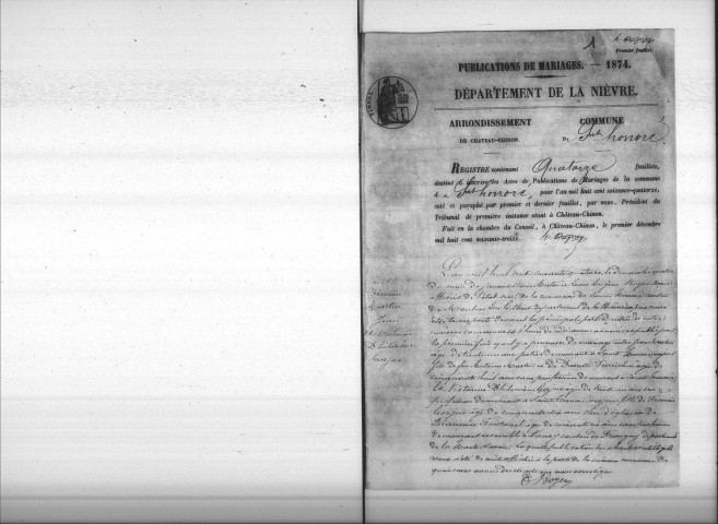 Saint-Honoré-les-Bains : actes d'état civil.