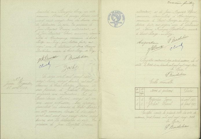 Saint-Parize-en-Viry : actes d'état civil.