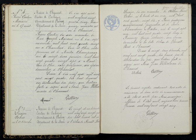 Chaumot : actes d'état civil.