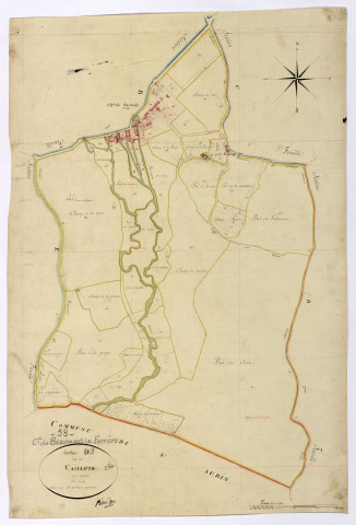 Beaumont-la-Ferrière, cadastre ancien : plan parcellaire de la section D dite des Caillots, feuille 3