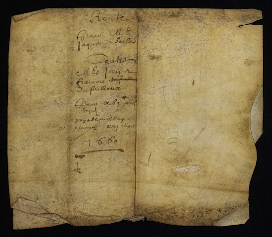 Biens et droits. - Rente hypothécaire, vente par les frères du Feuilloux à Jacques Charlois huissier à Nevers : copie du contrat de constitution du 21 mars 1660.