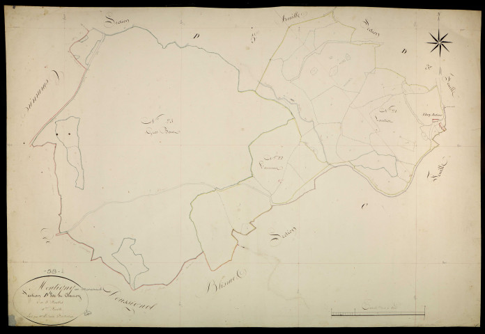 Montigny-en-Morvan, cadastre ancien : plan parcellaire de la section D dite du Charnoy , feuille 3