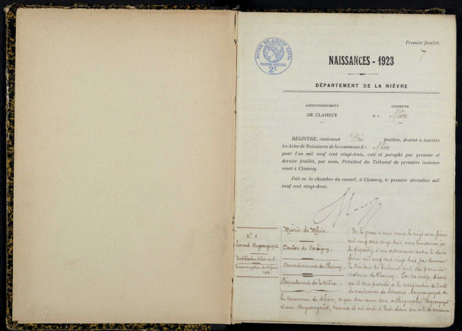 Mhère : actes d'état civil.