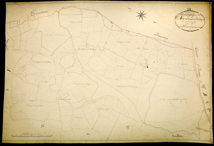Montigny-sur-Canne, cadastre ancien : plan parcellaire de la section A dite des Coupes de Pouligny, feuille 2