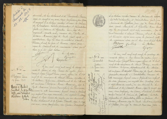 Saint-Péreuse : actes d'état civil.