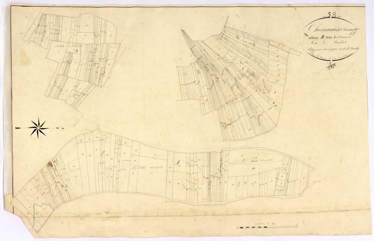 Chevannes-Changy, cadastre ancien : plan parcellaire de la section B dite de Chevannes, feuille 3, développement