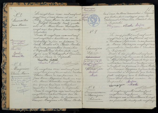 Préporché : actes d'état civil.