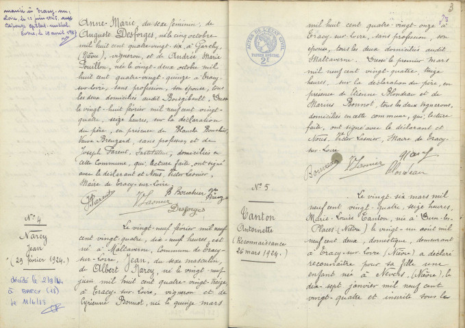 Tracy-sur-Loire : actes d'état civil.