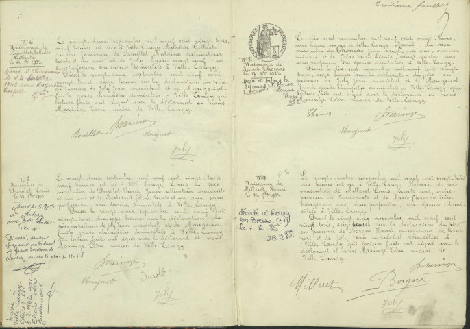 Ville-Langy : actes d'état civil.