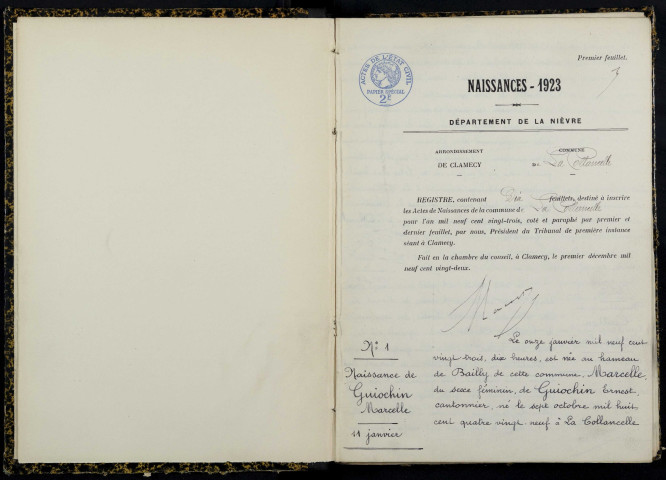 La Collancelle : actes d'état civil.