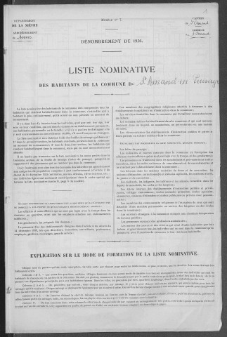 Saint-Amand-en-Puisaye : recensement de 1936