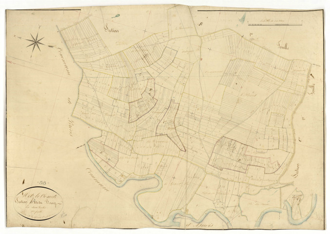 Metz-le-Comte, cadastre ancien : plan parcellaire de la section B dite du Bourg, feuille 2