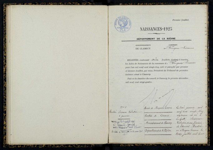 Pouques-Lormes : actes d'état civil.