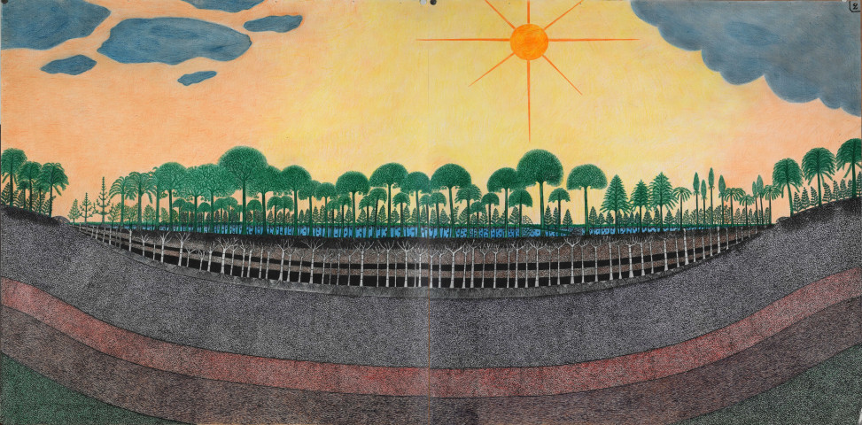 Formation de couches de houille dans un synclinal.