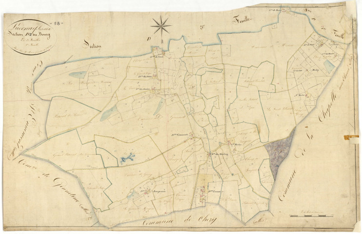 Lucenay-lès-Aix, cadastre ancien : plan parcellaire de la section D dite du Bourg, feuille 2
