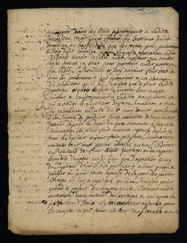 Contentieux (procédure civile). - Partage de la succession de Pierre Fautier architecte et Jacquette de Satre avec donation réservataire Hariquet, répartition entre héritiers et légataires : traité incomplet.