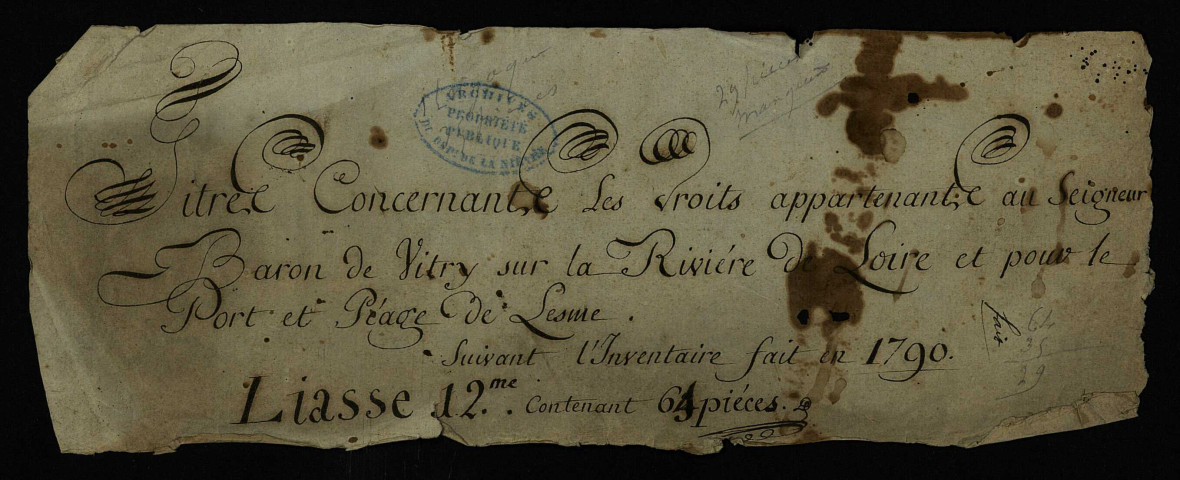 Port et péage de Lesme : dossier de procédure, dont extraits des terriers de 1438 et1525.