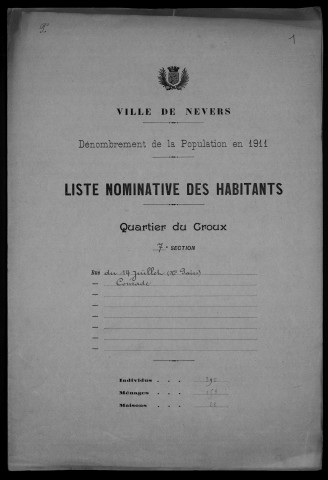 Nevers, Quartier du Croux, 7e section : recensement de 1911