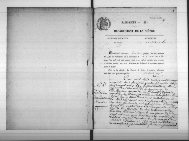 La Marche : actes d'état civil.