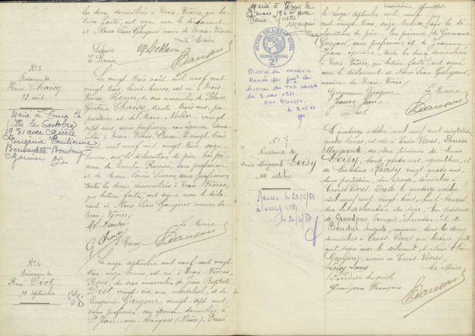 Trois-Vèvres : actes d'état civil.