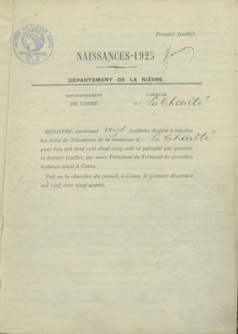 La Charité-sur-Loire : actes d'état civil.