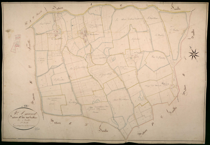 Saint-Amand-en-Puisaye, cadastre ancien : plan parcellaire de la section E dite des Guiblins, feuille 1