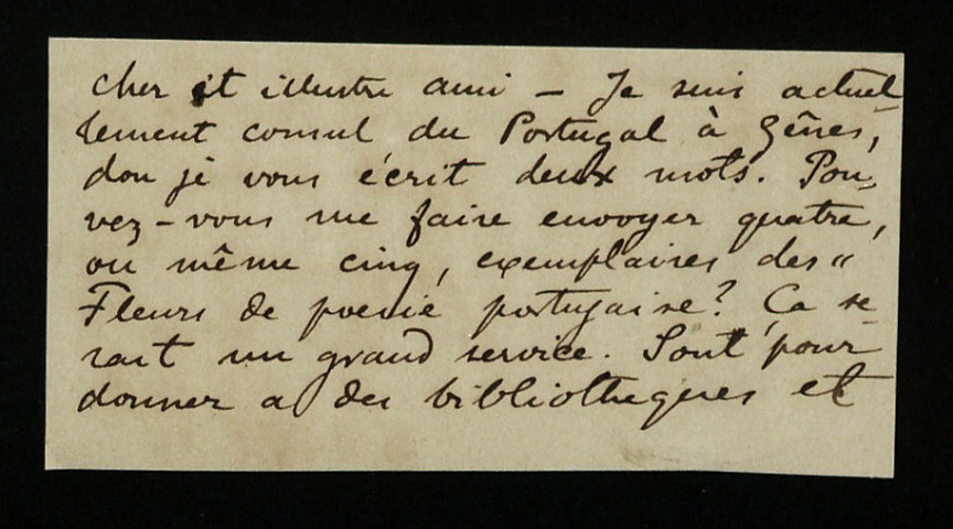 ARAUJO (Joaquim de), poète et diplomate à Lisbonne et à Gênes (1849-1910) : 10 lettres, 1 carte postale illustrée.