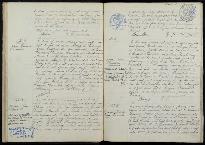 Dornes : actes d'état civil.