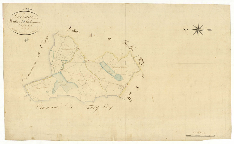 Lucenay-lès-Aix, cadastre ancien : plan parcellaire de la section A dite des Topeaux, feuille 2