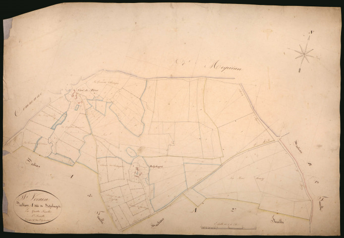 Saint-Vérain, cadastre ancien : plan parcellaire de la section A dite de Betphaget, feuille 1